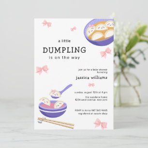 Roze Kawaii Strik Bao Dumpling Meisje Baby Shower Kaart