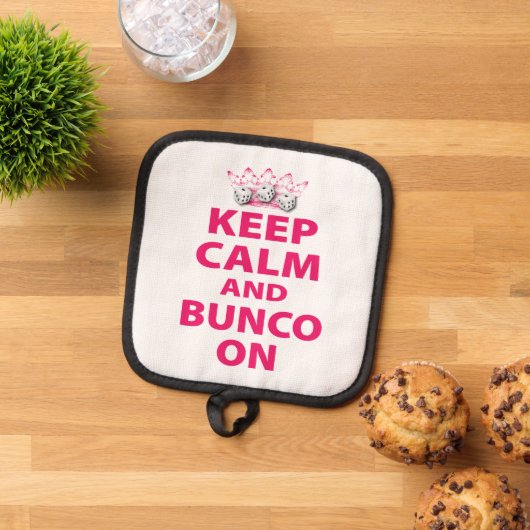 Roze Keep Calm Bunco Pannenlap (Top down)