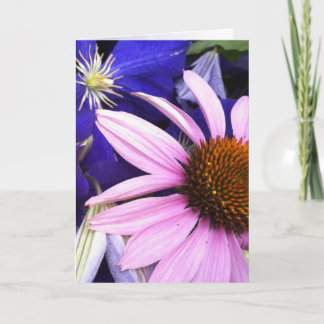 Roze Kegelbloem & Paarse Clematis Wenskaart Kaart