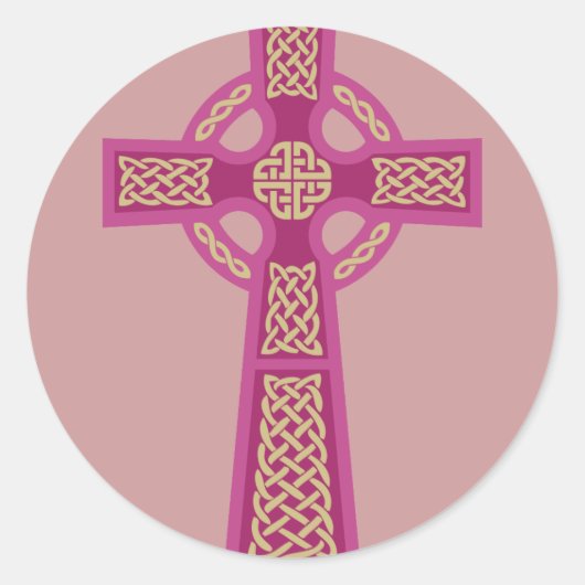 Roze Keltische Cross Stickers (Voorkant)