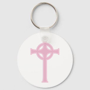 Roze Keltische Kruis Sleutelhanger