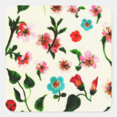 roze kerry blooming vierkante sticker (Voorkant)