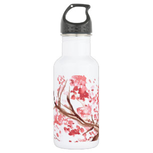 Roze kerry blossom bloemen waterverf Sakura Waterfles