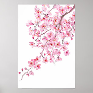 roze kerry blossom waterverf 2020 poster