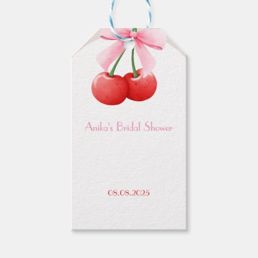 roze kers bruiloftsfeestcollectie cadeaulabel (Voorkant)