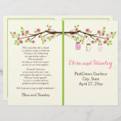 Roze kersbloesems, huwelijksprogramma voor moerasj (Voorkant / Achterkant)