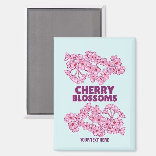 Roze kersbloesems magneet (Voorkant / Achterkant)