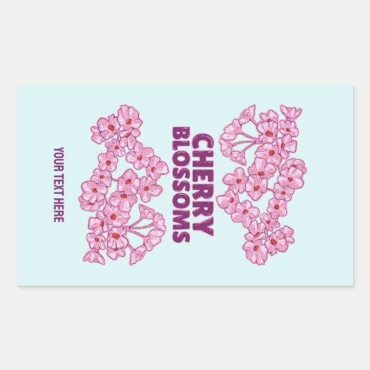 Roze kersbloesems rechthoekige sticker (Voorkant)