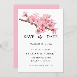 Roze kersbloesems save the date