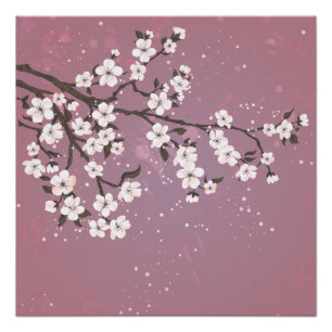 Roze kersen bloesem perfect poster