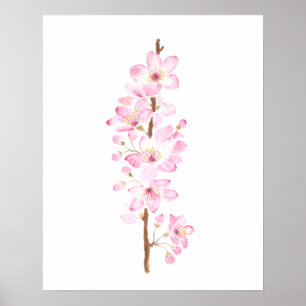roze kersen bloesem roze sakura waterverf schilder poster