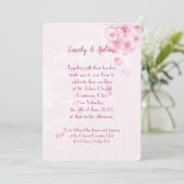 roze kersen bloesems bruiloft kaart (Staand voorkant)