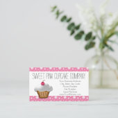  roze kersen cupcake bakkerij visitekaartje (Staand voorkant)