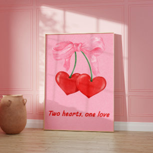 Roze Kersen Hart Romantische Coquette Muurposter Poster
