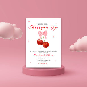 Roze kersen op de bovenste boeg baby shower kaart