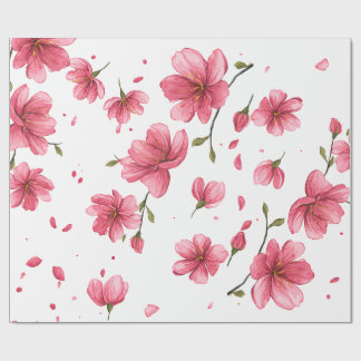 Roze Kersenbloesem Aquarel Bloem Cadeaupapier