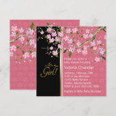  roze kersenbloesem Baby shower Kaart (Voorkant / Achterkant)