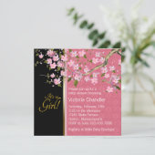  roze kersenbloesem Baby shower Kaart (Staand voorkant)