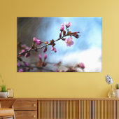 Roze Kersenbloesem, Blauwe Lucht, Witte Wolk Canvas Afdruk (Insitu (Woonkamer))