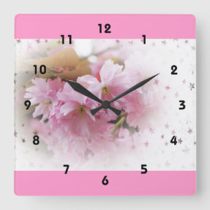 roze kersenbloesem. bloem foto kunst. vierkante klok