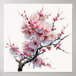 Roze Kersenbloesem Bloem Kunstprint Poster
