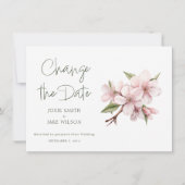 Roze kersenbloesem bloem verander de datum save the date (Voorkant)