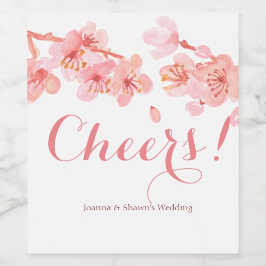 Roze kersenbloesem bloemachtig fleslabel voor de b wijn etiket (Enkel label)