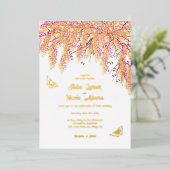 Roze Kersenbloesem Bloemen Bloemen Douche Trouwen Folie Uitnodiging (Staand Voorkant)