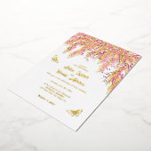 Roze Kersenbloesem Bloemen Bloemen Douche Trouwen Folie Uitnodiging (Gedraaid)