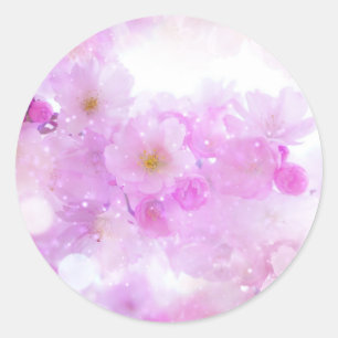 Roze Kersenbloesem Bloemen Foto Ronde Sticker