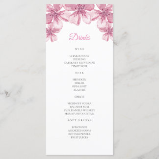 Roze kersenbloesem. Bloemenbruiloft Bar Menu