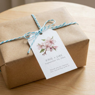 Roze Kersenbloesem bloesem trouwgunst Cadeaulabel
