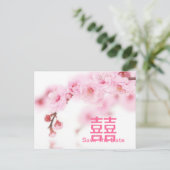 roze kersenbloesem bruiloft aankondigingskaart (Staand voorkant)