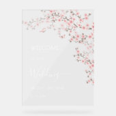 Roze Kersenbloesem Bruiloft Acryl Bord (Voorkant)