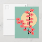 Roze kersenbloesem en zon briefkaart (Voorkant / Achterkant)