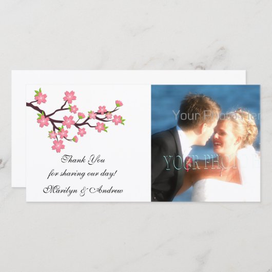 Roze Kersenbloesem Fotokaart Bedankkaart (Voorkant / Achterkant)