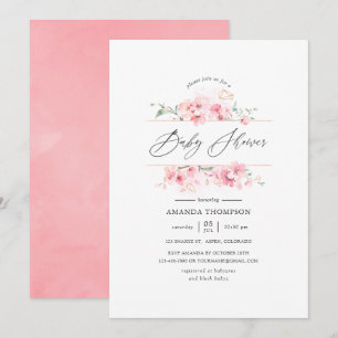 Roze Kersenbloesem Geometrische Baby Shower Kaart