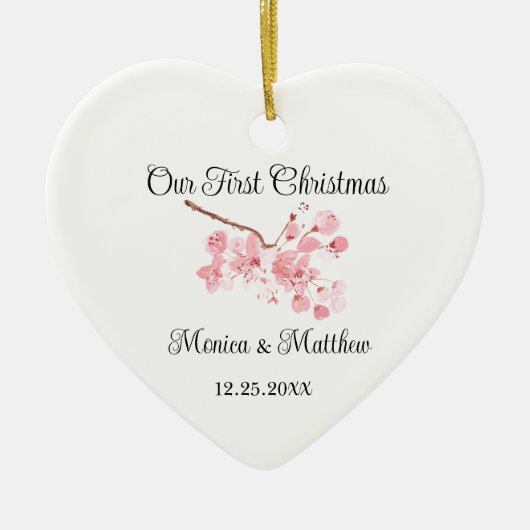 Roze Kersenbloesem Huwelijkscadeau Sakura Keramisch Ornament (Voorkant)