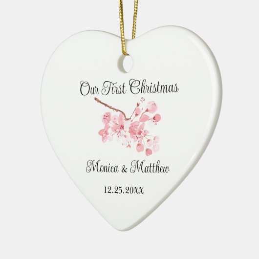 Roze Kersenbloesem Huwelijkscadeau Sakura Keramisch Ornament (Links)