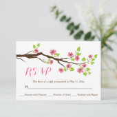 Roze kersenbloesem lente bruiloft RSVP (Staand voorkant)