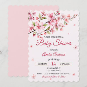 Roze Kersenbloesem Meisjes Baby Shower Kaart