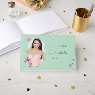 Roze Kersenbloesem Mint Groen Gepersonaliseerde Fo Gastenboek