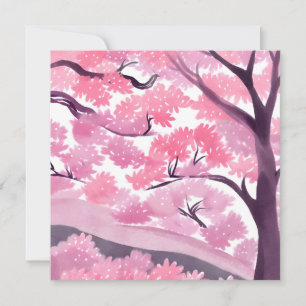 Roze Kersenbloesem   Natuur Waterverf Kaart