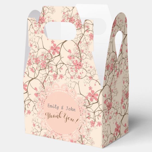 Roze Kersenbloesem Persoonlijke Gable Doos Bedankdoosjes (Geopend)