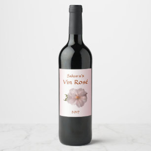 Roze Kersenbloesem Sakura Bloem Wijn Label Etiket