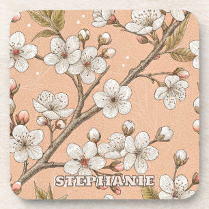 Roze Kersenbloesem Sakura Patroon op Roze (3) Bier Onderzetter