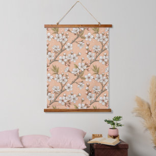 Roze Kersenbloesem Sakura Patroon op Roze (3) Hangend Wandkleed
