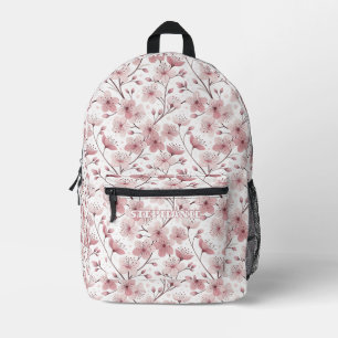 Roze Kersenbloesem Sakura Patroon op Wit (2) Bedrukte Rugzak