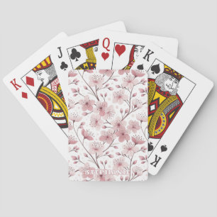 Roze Kersenbloesem Sakura Patroon op Wit (2) Pokerkaarten