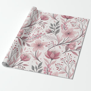 Roze Kersenbloesem Sakura Patroon op Wit (3) Cadeaupapier
